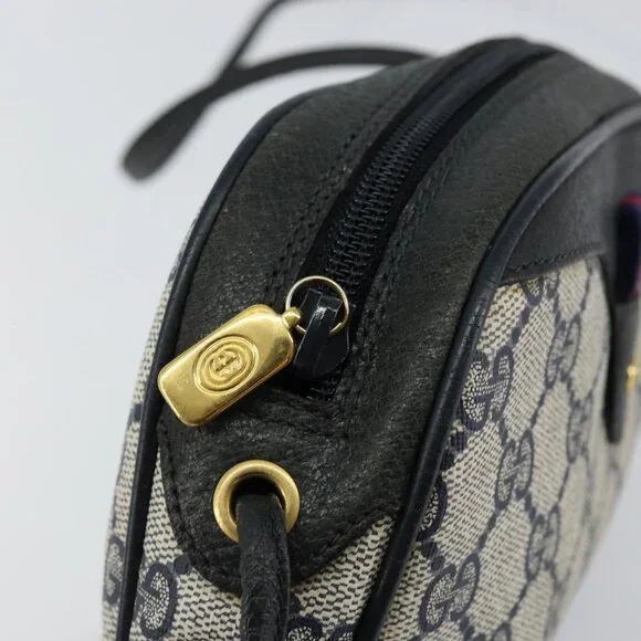 Authentic GUCCI GG Supreme Sherry Line Shoulder Bag PVC Navy Red 89 02 066 - Picture 7 of 16